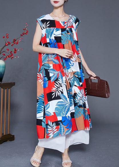 Colorblock Oversized Print Cotton Robe Dresses Summer