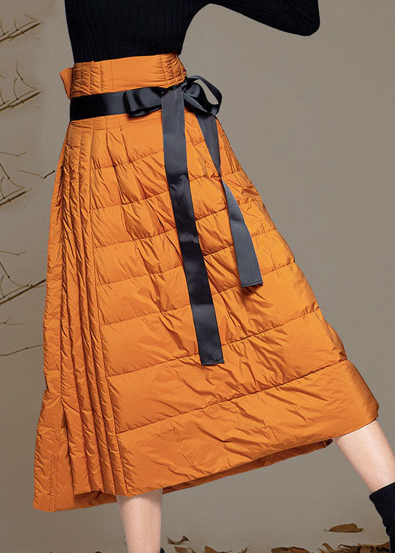 Orange Thick Warm Low High Design Winter Duck Down Skirts