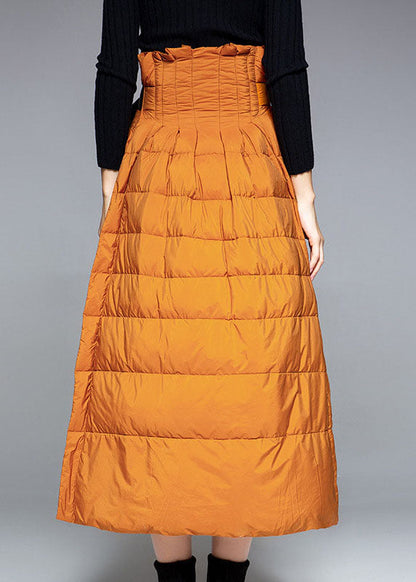 Orange Thick Warm Low High Design Winter Duck Down Skirts