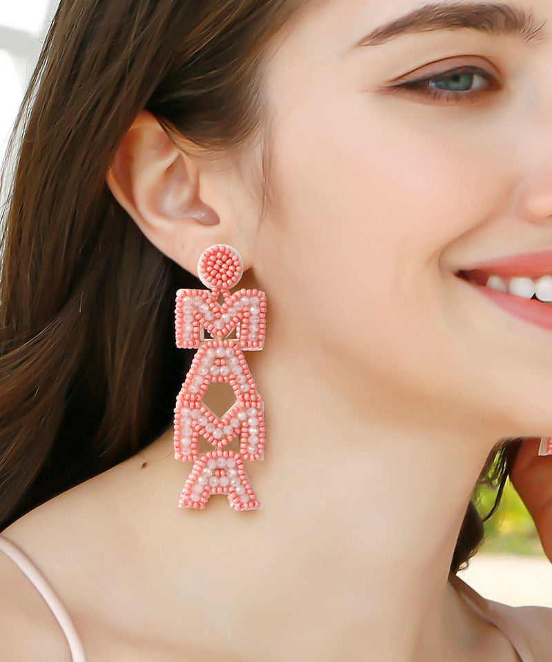 Pink Hand Knitting Rice Ball Graphic Drop Earrings