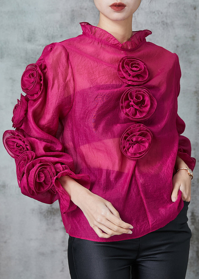 Rose Stereoscopic Chiffon Top Spring