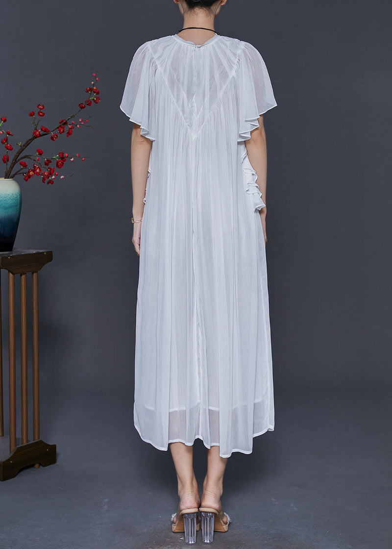 White Draping Chiffon Robe Dresses Cloak Sleeves
