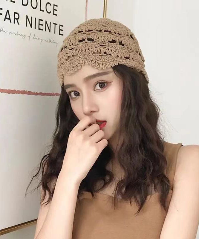 White Knit Color Hollow Out Bonnie Hat