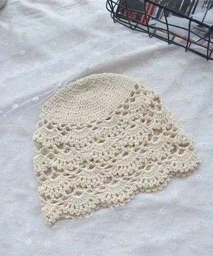 White Knit Color Hollow Out Bonnie Hat