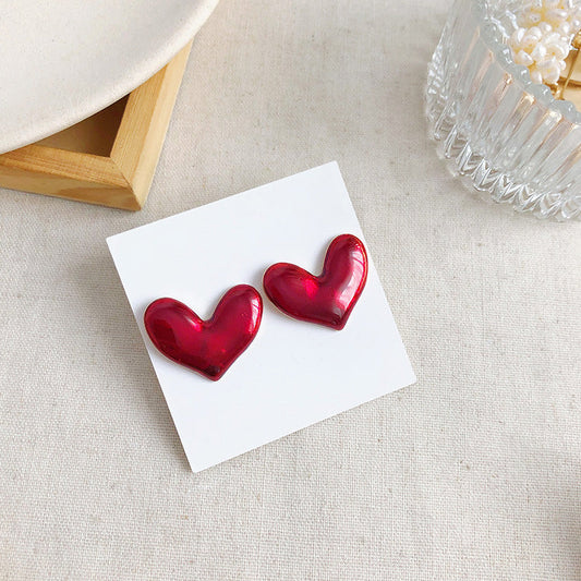 Bold Red Heart Earrings