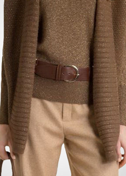 Boutique Brown Turtle Neck Wool Knit Sweater and Cardigan Two Piece Set Outfits Winter