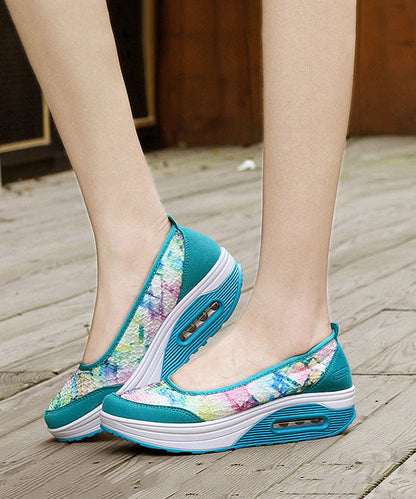 Boutique Cotton Fabric Grey Embossed Platform Flat Feet Shoes