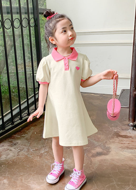 Boutique Green Peter Pan Collar Patchwork Cotton Baby Dresses Summer