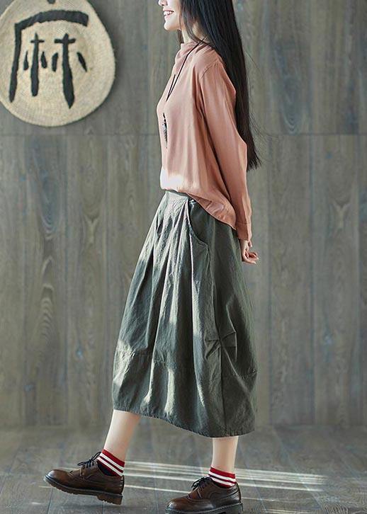 Boutique White Bamboo Pockets Lantern Cotton Linen Summer Skirt