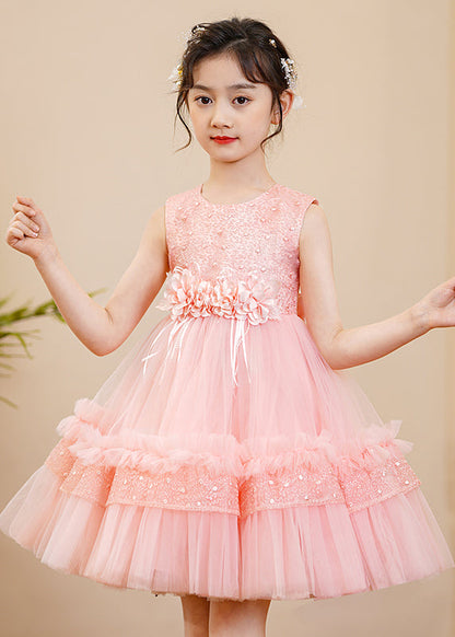 Boutique Pink Nail Bead Tulle Baby Maxi Dress Summer
