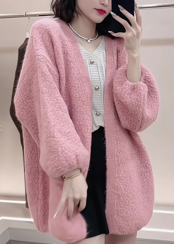 Boutique Pink V Neck Knit Cardigans Spring
