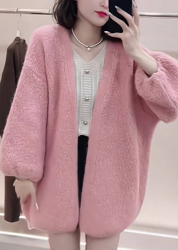 Boutique Pink V Neck Knit Cardigans Spring