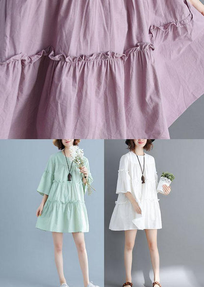 Boutique White O-neck Patchwork Summer Cotton Dress