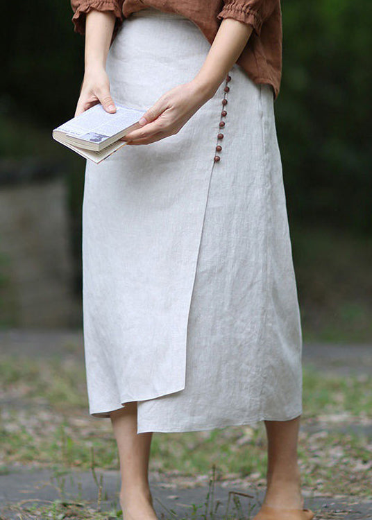 Boutique Green Stripes Asymmetrical Design Elastic Waist a Line Skirts Spring