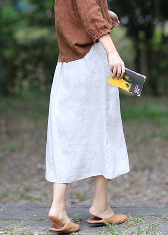 Boutique White Asymmetrical Design Elastic Waist a Line Skirts Spring