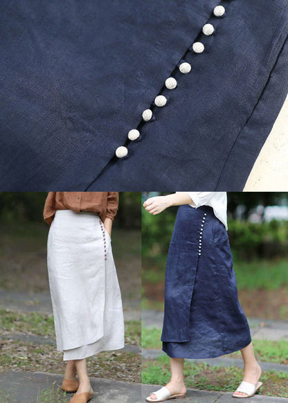 Boutique White Asymmetrical Design Elastic Waist a Line Skirts Spring