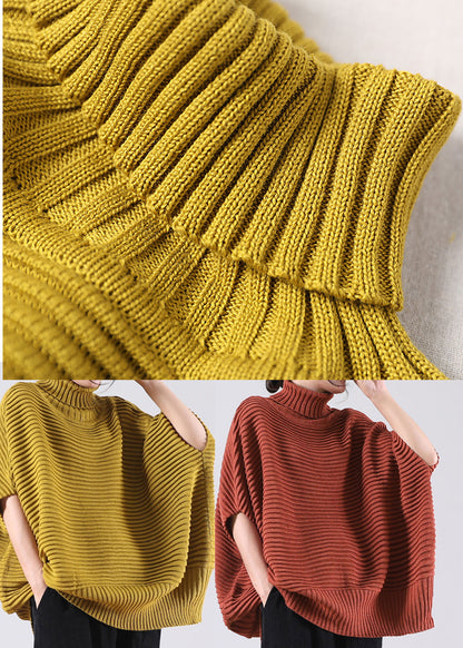 Brick Red Bat Wing Sleeve Knit Sweater Tops Winter