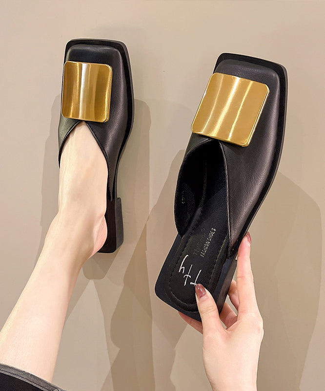 Brown Faux Leather Sequined Splicing Slide Sandals