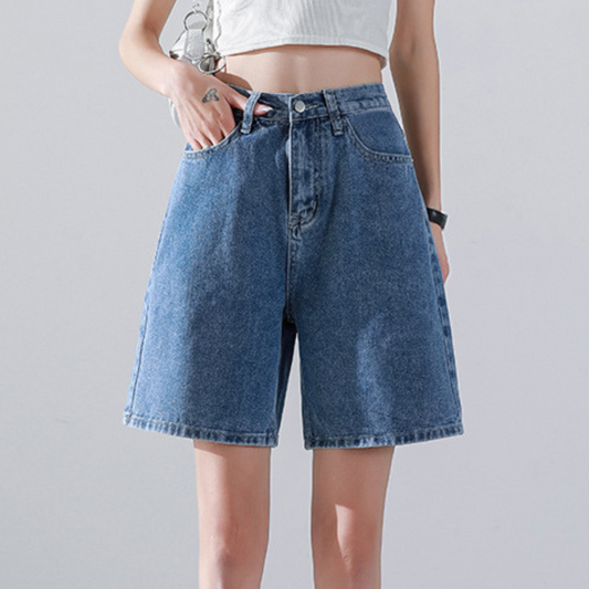 CD | Pantaloni scurți din denim cu picior drept la modă pentru femei
