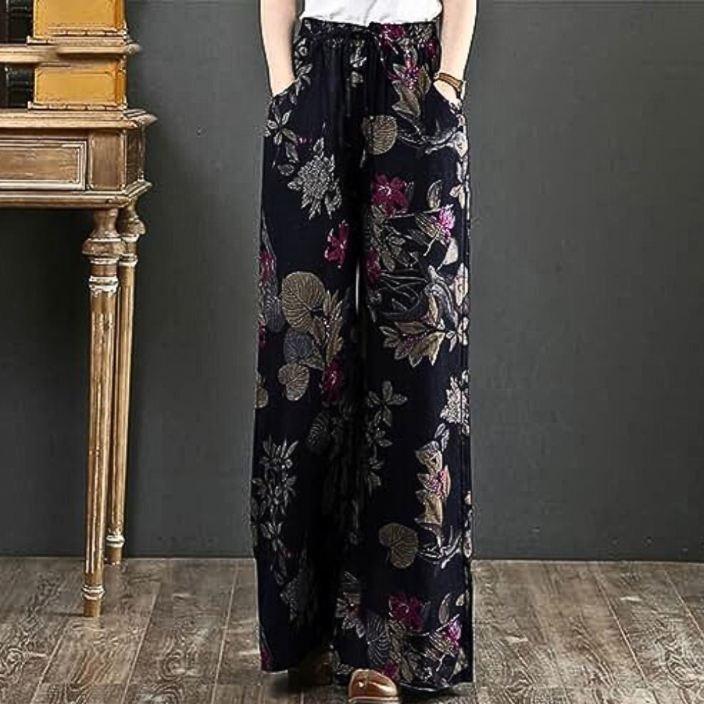 CD | Pantaloni largi eleganți cu imprimeu floral