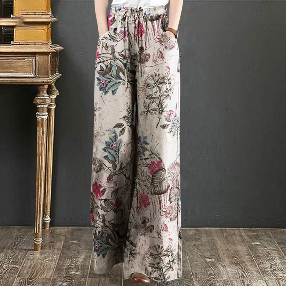 CD | Pantaloni largi eleganți cu imprimeu floral