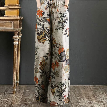 CD | Pantaloni largi eleganți cu imprimeu floral