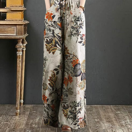 CD | Pantaloni largi eleganți cu imprimeu floral