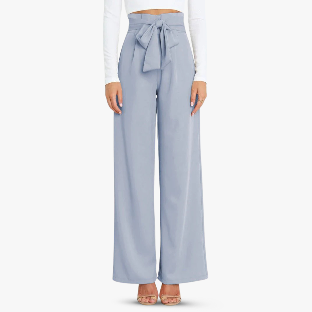 CD | Pantaloni largi din material textil pentru femei cu curea cu cravată