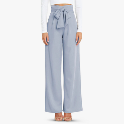 CD | Pantaloni largi din material textil pentru femei cu curea cu cravată