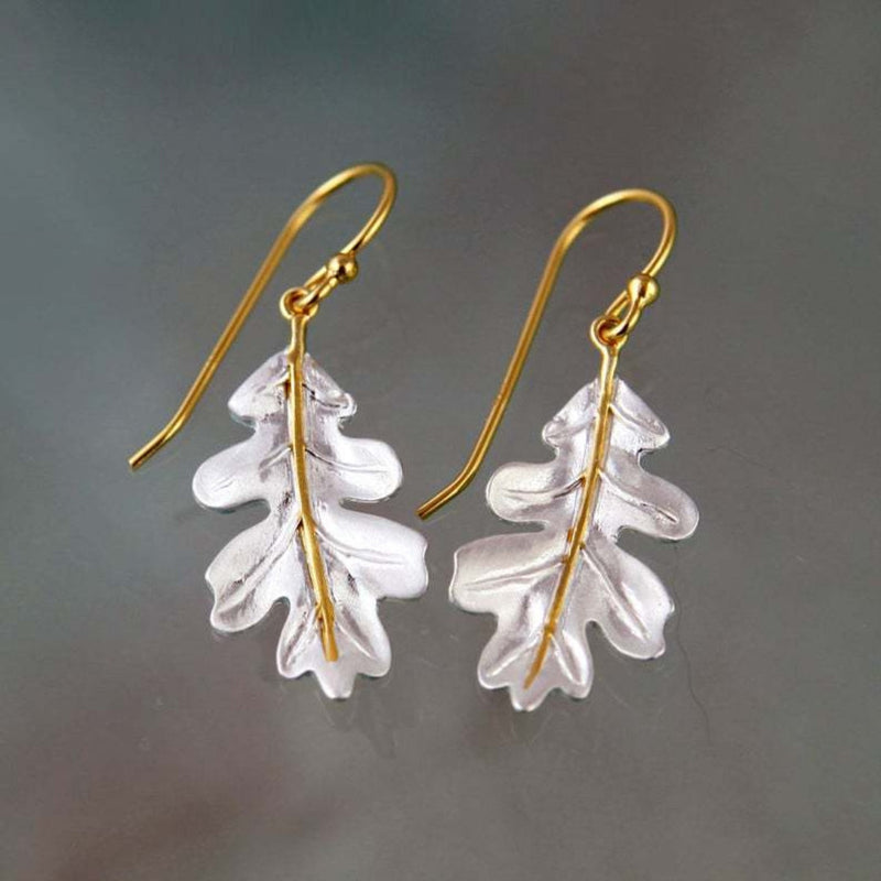 Boho Earrings In Gold With White Leaves