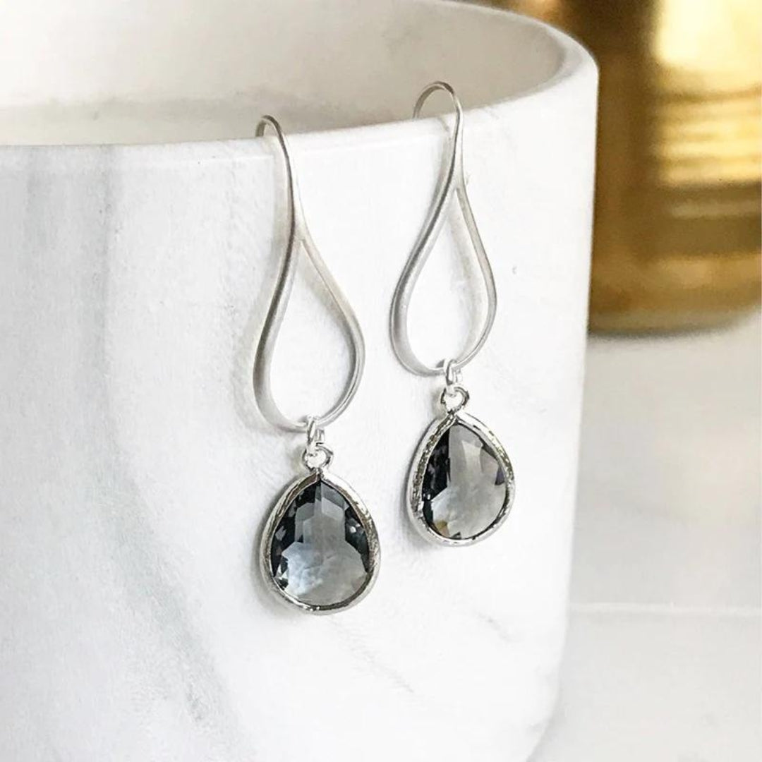 Boho Zirconia Pendant Earrings In Sterling Silver