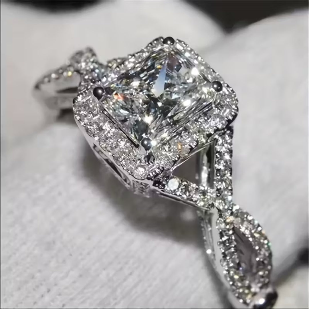 Layer Cross Silver Zirconia Ring