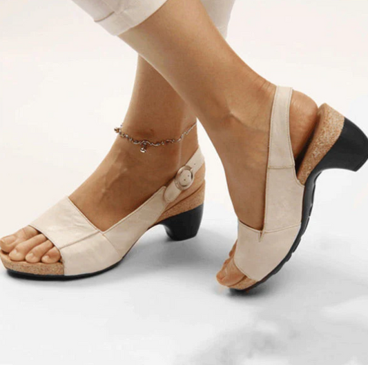 CD | Sandale slingback deschise cu toc bloc