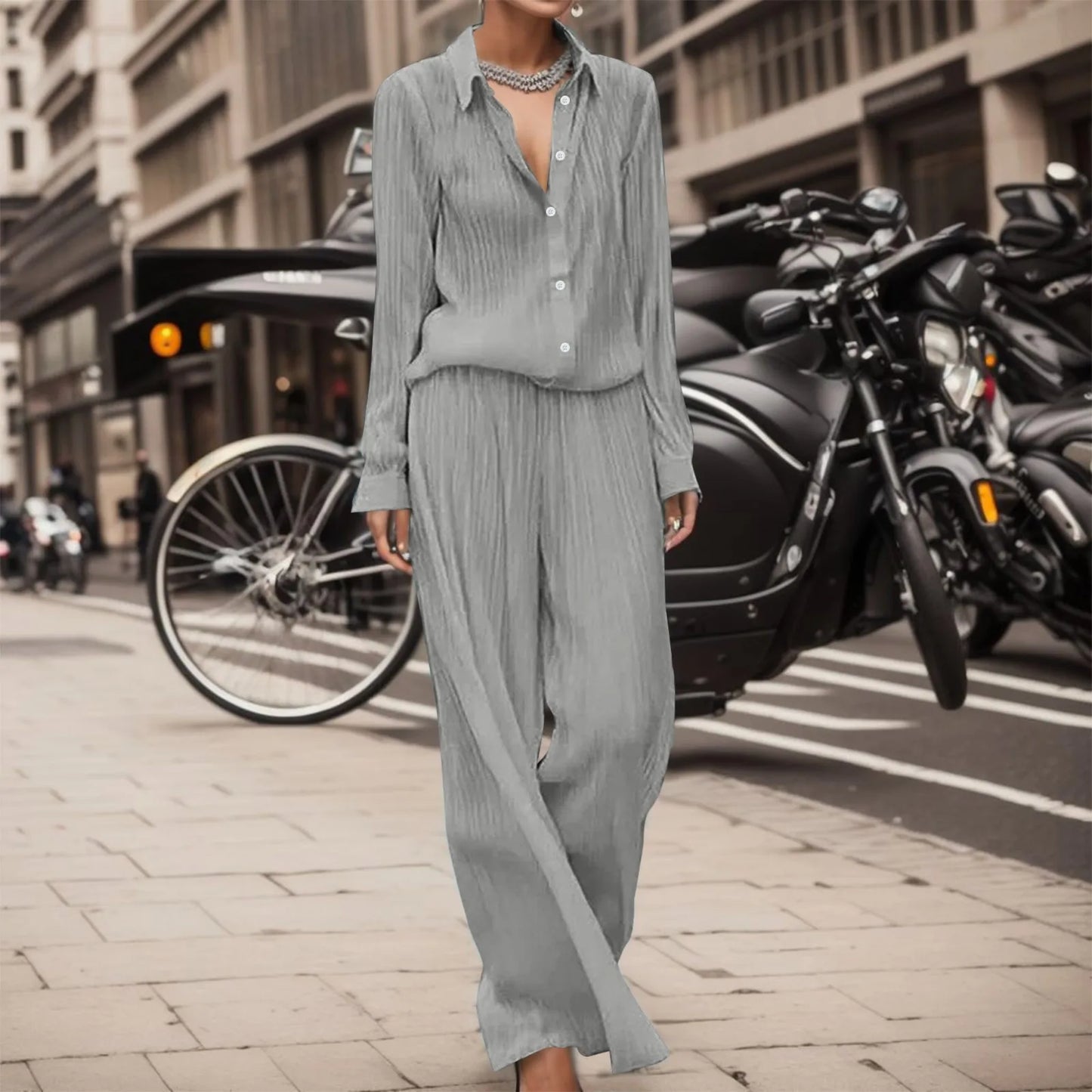 CD | Bluză elegantă și ușoară și pantaloni