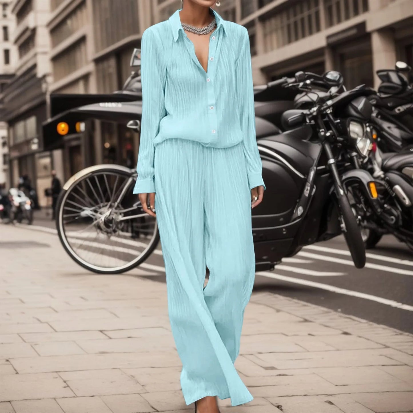 CD | Bluză elegantă și ușoară și pantaloni