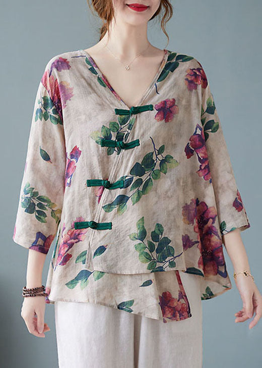 Blue Stripes V Neck Print Shirts Half Sleeve