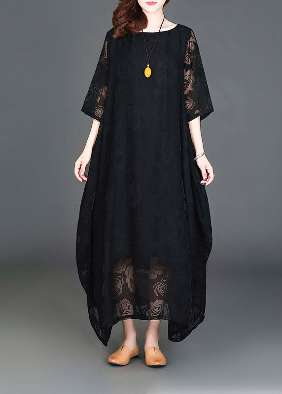 Black Loose Cozy Long Dresses Summer