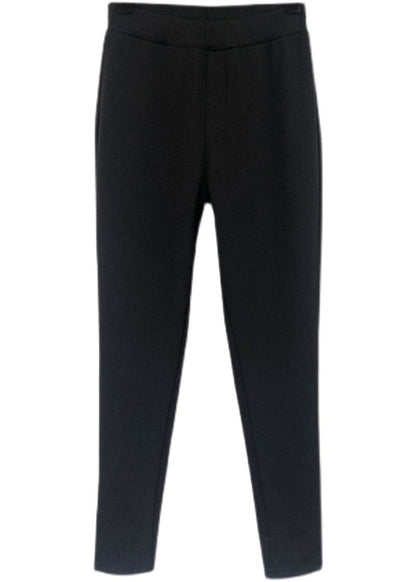 Black Slim Fit Thick Warm Fleece Pants Winter