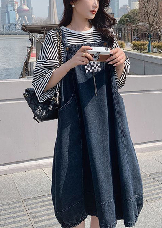 Blue Patchwork Denim Dress 2 Piece Outfit Fall