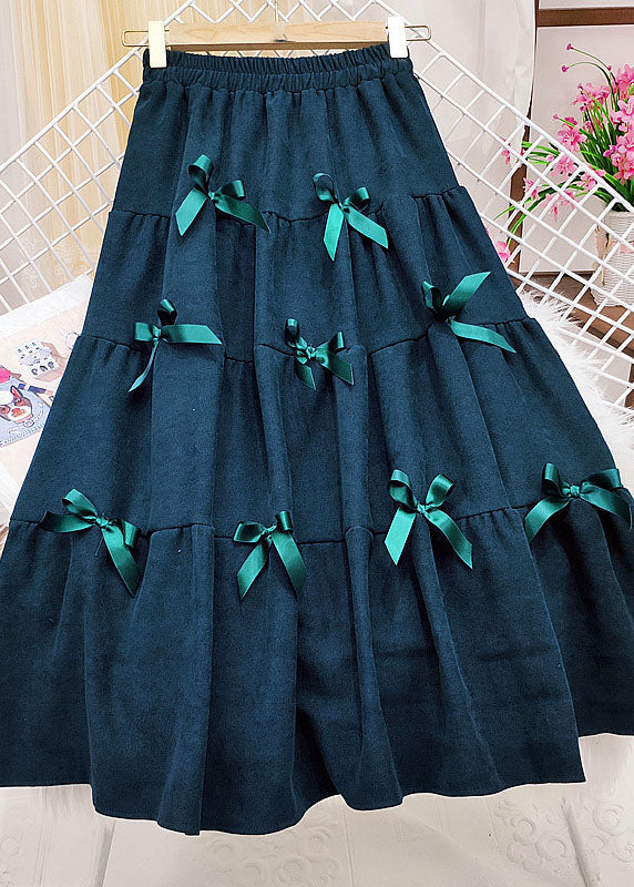 Brown Elastic Waist Butterfly Corduroy Skirt Winter