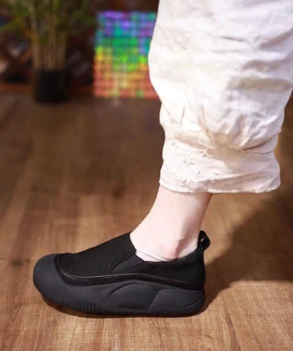Comfortable Splicing Flat Shoes Black Faux Leather