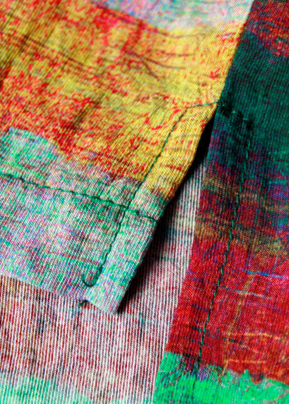 Green O Neck Striped Patchwork Linen T Shirts Tops Summer