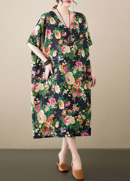 Green Oversized Linen Long Dress Summer