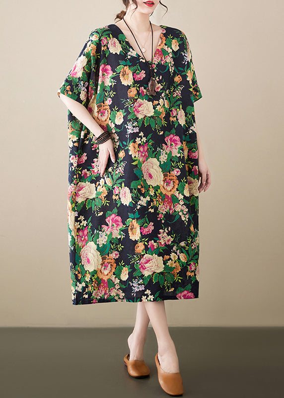 Green Oversized Linen Long Dress Summer