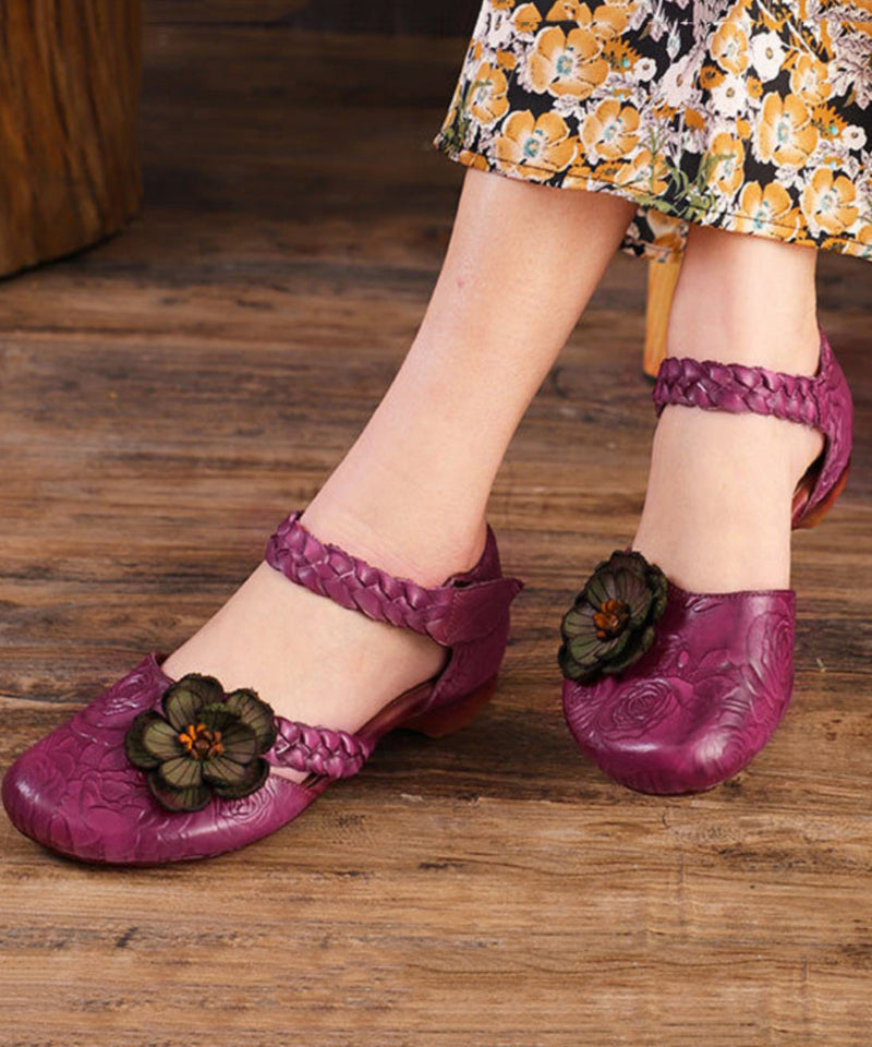 Grey Buckle Strap Embossed Sandals