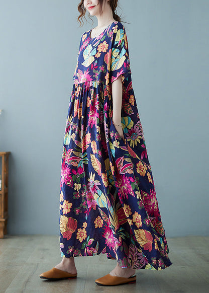 Patchwork Print Holiday Long Dress Summer