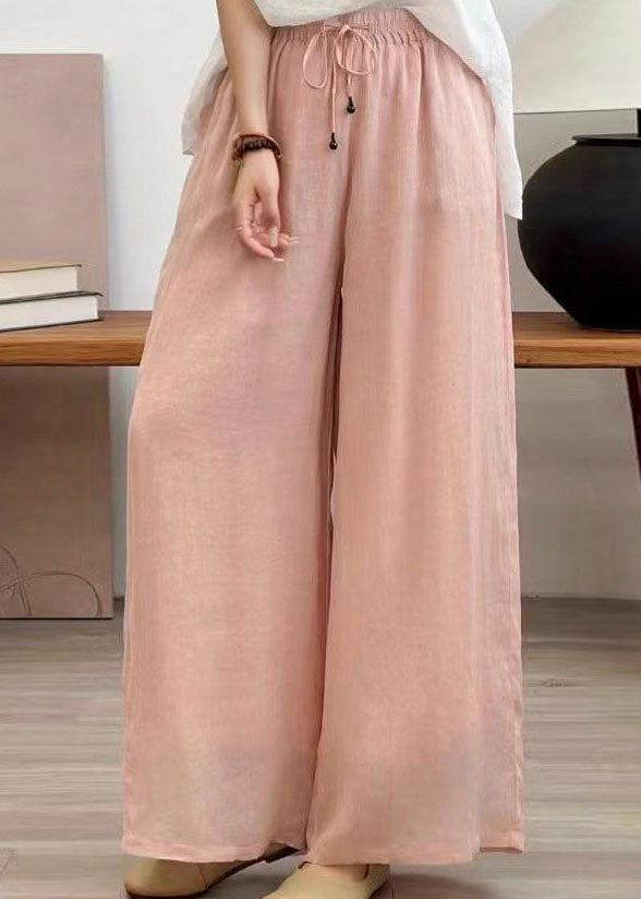 Rose Pockets Elastic Waist Linen Pants Summer