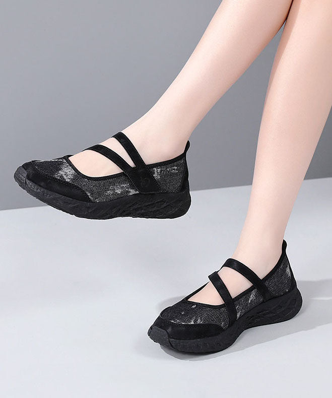 Splicing Platform Flat Feet Shoes Blue Denim Breathable