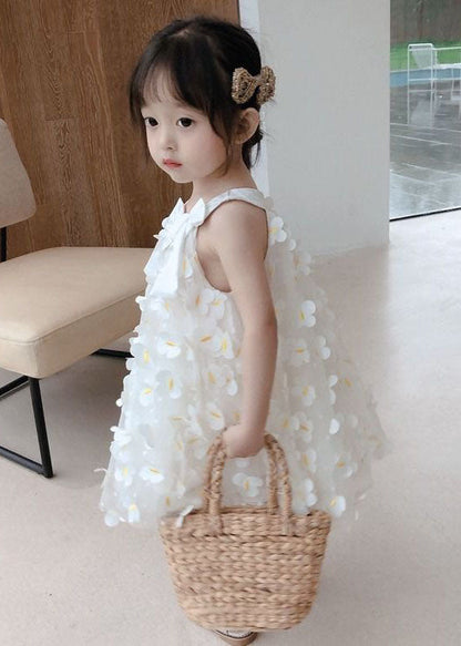 White Decorated Patchwork Tulle Baby Dress Summer