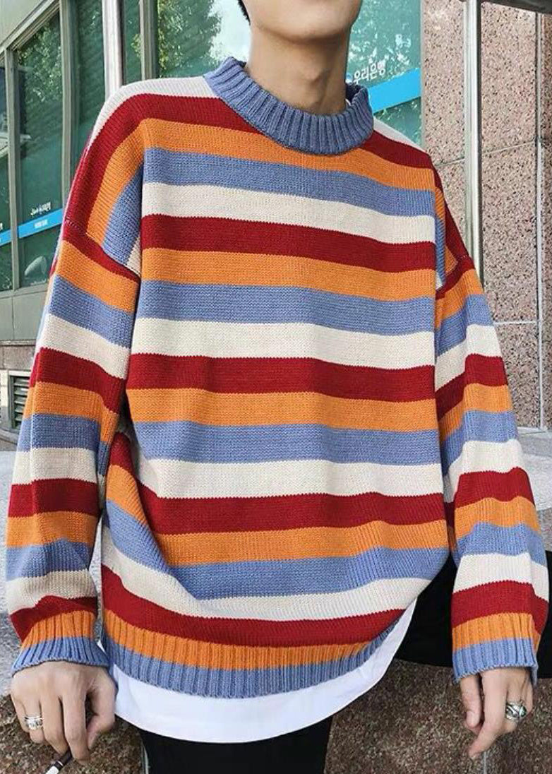 Yellow Striped Cozy Knit Sweaters Fall